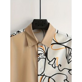 Abstract Painting Print, Men's 2Pcs Outfits, Casual Camp Collar Lapel Button Up Short Sleeve Shirts Hawaiian Shirt And Drawstring Shorts Set For Summer, Men's Clothing Abstract Painting Print, Men's 2Pcs Outfits, Casual Camp Collar Lapel Button Up Short Sleeve Shirts Hawaiian Shirt And Drawstring Shorts Set For Summer, Men's Clothing