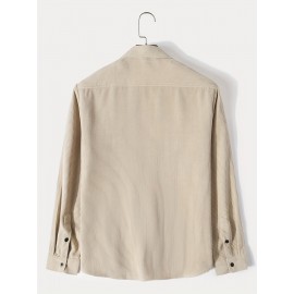 Men's Retro Corduroy Shirt Top Turn-Down Collar Long Sleeve Closure Regular Fit Solid Male Casual Shirt For Daily Men's Retro Corduroy Shirt Top Turn-Down Collar Long Sleeve Closure Regular Fit Solid Male Casual Shirt For Daily
