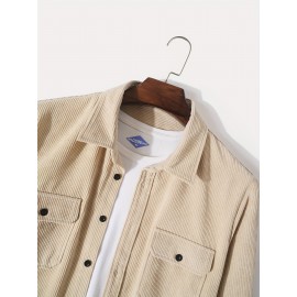 Men's Retro Corduroy Shirt Top Turn-Down Collar Long Sleeve Closure Regular Fit Solid Male Casual Shirt For Daily Men's Retro Corduroy Shirt Top Turn-Down Collar Long Sleeve Closure Regular Fit Solid Male Casual Shirt For Daily