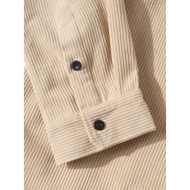 Men's Retro Corduroy Shirt Top Turn-Down Collar Long Sleeve Closure Regular Fit Solid Male Casual Shirt For Daily Men's Retro Corduroy Shirt Top Turn-Down Collar Long Sleeve Closure Regular Fit Solid Male Casual Shirt For Daily