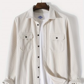 Men's Retro Corduroy Shirt Top Turn-Down Collar Long Sleeve Closure Regular Fit Solid Male Casual Shirt For Daily Men's Retro Corduroy Shirt Top Turn-Down Collar Long Sleeve Closure Regular Fit Solid Male Casual Shirt For Daily