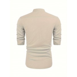Men's Linen Blend Retro Henley Shirt Long Sleeve T-shirt Tee, Casual Comfy Shirts For Men Spring Summer Autumn, Men's Clothing Tops For Beach Yoga Men's Linen Blend Retro Henley Shirt Long Sleeve T-shirt Tee, Casual Comfy Shirts For Men Spring Summer Autumn, Men's Clothing Tops For Beach Yoga