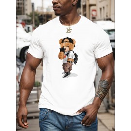 Cartoon Teddy Bear Print, Men's Graphic Design Crew Neck T-shirt, Casual Comfy Tees Tshirts For Summer, Men's Clothing Tops For Daily Vacation Resorts Cartoon Teddy Bear Print, Men's Graphic Design Crew Neck T-shirt, Casual Comfy Tees Tshirts For Summer, Men's Clothing Tops For Daily Vacation Resorts