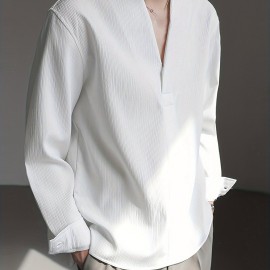 Men's Shirt Top V Neck Loose Long Sleeve Closure Male Casual Shirt For Men Daily Vacation Streetwear Men's Shirt Top V Neck Loose Long Sleeve Closure Male Casual Shirt For Men Daily Vacation Streetwear