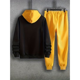 Smile Face Pattern Color Block Print, Men's 2Pcs Outfits, Casual Hoodies Long Sleeve Pullover Hooded Sweatshirt And Sweatpants Joggers Set For Spring Fall, Men's Clothing Smile Face Pattern Color Block Print, Men's 2Pcs Outfits, Casual Hoodies Long Sleeve Pullover Hooded Sweatshirt And Sweatpants Joggers Set For Spring Fall, Men's Clothing