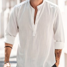 Solid Cotton Men's Long Sleeve Retro Medieval Henley Shirt Casual Beach Tops Festival Party Dress Shirt Solid Tee Shirt V-Neck Tops For Men Solid Cotton Men's Long Sleeve Retro Medieval Henley Shirt Casual Beach Tops Festival Party Dress Shirt Solid Tee Shirt V-Neck Tops For Men