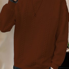 Men's Jacquard Round Neck Sweatshirt, Loose Trendy Pullover, Men's Clothing For Autumn Winter Men's Jacquard Round Neck Sweatshirt, Loose Trendy Pullover, Men's Clothing For Autumn Winter
