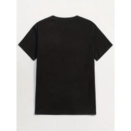 Classic Design Black Solid Top Casual Mid Stretch Short Sleeve Crew Neck Graphic T-shirt, Men's Tee For Summer Outdoor Classic Design Black Solid Top Casual Mid Stretch Short Sleeve Crew Neck Graphic T-shirt, Men's Tee For Summer Outdoor