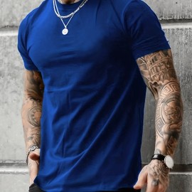 Classic Design Black Solid Top Casual Mid Stretch Short Sleeve Crew Neck Graphic T-shirt, Men's Tee For Summer Outdoor Classic Design Black Solid Top Casual Mid Stretch Short Sleeve Crew Neck Graphic T-shirt, Men's Tee For Summer Outdoor