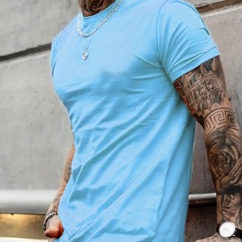 Classic Design Black Solid Top Casual Mid Stretch Short Sleeve Crew Neck Graphic T-shirt, Men's Tee For Summer Outdoor Classic Design Black Solid Top Casual Mid Stretch Short Sleeve Crew Neck Graphic T-shirt, Men's Tee For Summer Outdoor