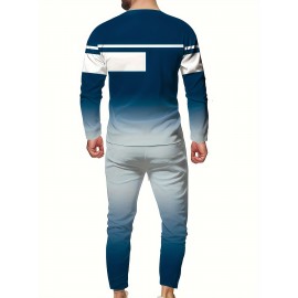 Men's Gradient 2Pcs Outfits, Casual Long Sleeve Pullover Hooded Sweatshirt And Sweatpants Joggers Set For Spring Fall, Men's Clothing Men's Gradient 2Pcs Outfits, Casual Long Sleeve Pullover Hooded Sweatshirt And Sweatpants Joggers Set For Spring Fall, Men's Clothing