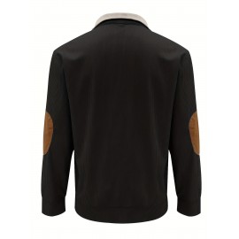 Retro Color Block Trendy Sweatshirt, Men's Casual V Neck Sweatshirt For Men Fall Winter Retro Color Block Trendy Sweatshirt, Men's Casual V Neck Sweatshirt For Men Fall Winter