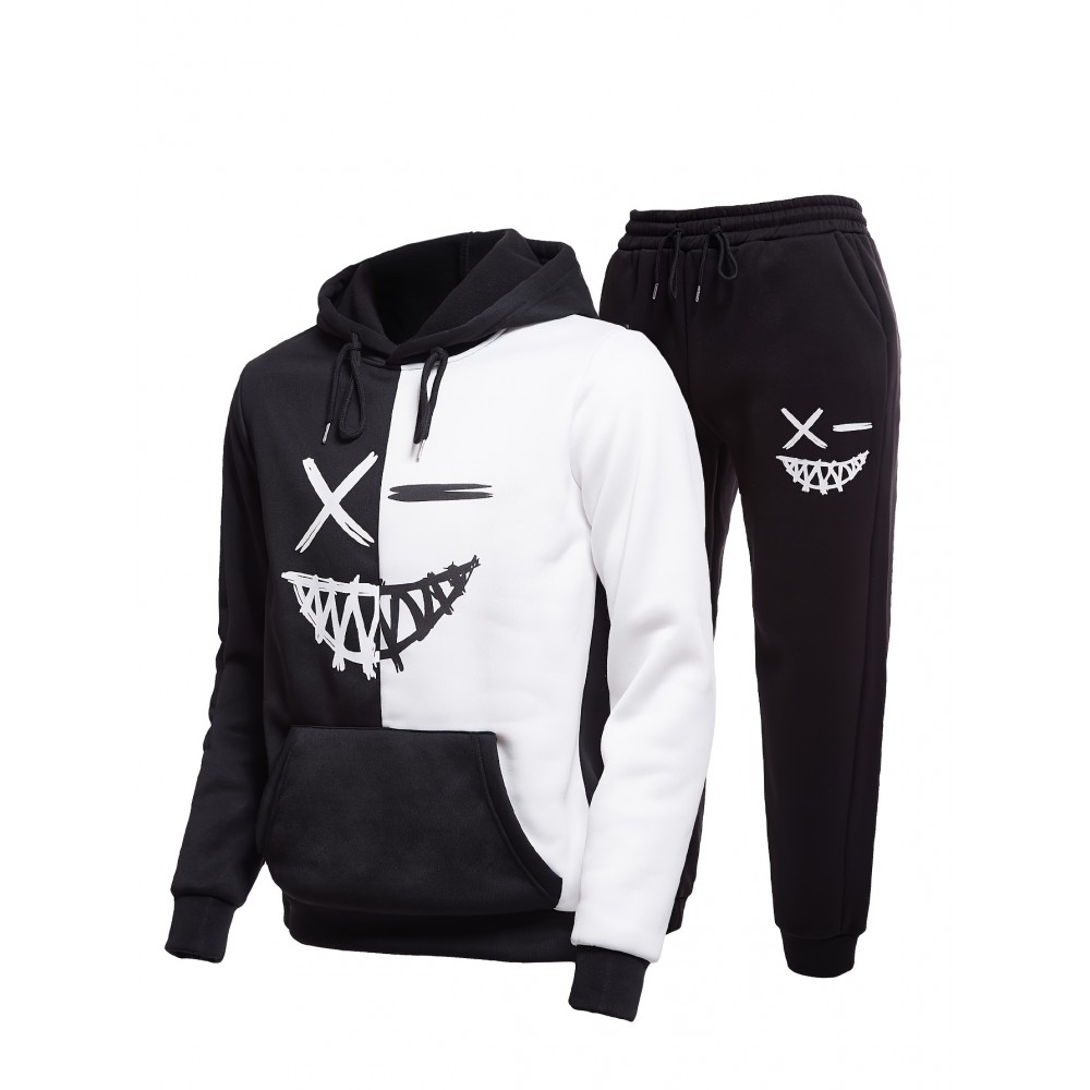 Creative Pattern Print, Men's 2Pcs Outfits, Casual Hoodies Long Sleeve Hooded Sweatshirt And Sweatpants Joggers Set For Spring Fall, Men's Clothing Creative Pattern Print, Men's 2Pcs Outfits, Casual Hoodies Long Sleeve Hooded Sweatshirt And Sweatpants Joggers Set For Spring Fall, Men's Clothing