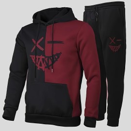 Creative Pattern Print, Men's 2Pcs Outfits, Casual Hoodies Long Sleeve Hooded Sweatshirt And Sweatpants Joggers Set For Spring Fall, Men's Clothing Creative Pattern Print, Men's 2Pcs Outfits, Casual Hoodies Long Sleeve Hooded Sweatshirt And Sweatpants Joggers Set For Spring Fall, Men's Clothing