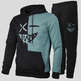 Creative Pattern Print, Men's 2Pcs Outfits, Casual Hoodies Long Sleeve Hooded Sweatshirt And Sweatpants Joggers Set For Spring Fall, Men's Clothing Creative Pattern Print, Men's 2Pcs Outfits, Casual Hoodies Long Sleeve Hooded Sweatshirt And Sweatpants Joggers Set For Spring Fall, Men's Clothing