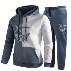 Creative Pattern Print, Men's 2Pcs Outfits, Casual Hoodies Long Sleeve Hooded Sweatshirt And Sweatpants Joggers Set For Spring Fall, Men's Clothing Creative Pattern Print, Men's 2Pcs Outfits, Casual Hoodies Long Sleeve Hooded Sweatshirt And Sweatpants Joggers Set For Spring Fall, Men's Clothing