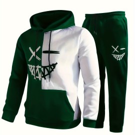 Creative Pattern Print, Men's 2Pcs Outfits, Casual Hoodies Long Sleeve Hooded Sweatshirt And Sweatpants Joggers Set For Spring Fall, Men's Clothing Creative Pattern Print, Men's 2Pcs Outfits, Casual Hoodies Long Sleeve Hooded Sweatshirt And Sweatpants Joggers Set For Spring Fall, Men's Clothing