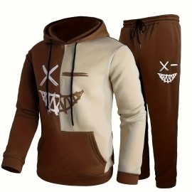 Creative Pattern Print, Men's 2Pcs Outfits, Casual Hoodies Long Sleeve Hooded Sweatshirt And Sweatpants Joggers Set For Spring Fall, Men's Clothing Creative Pattern Print, Men's 2Pcs Outfits, Casual Hoodies Long Sleeve Hooded Sweatshirt And Sweatpants Joggers Set For Spring Fall, Men's Clothing