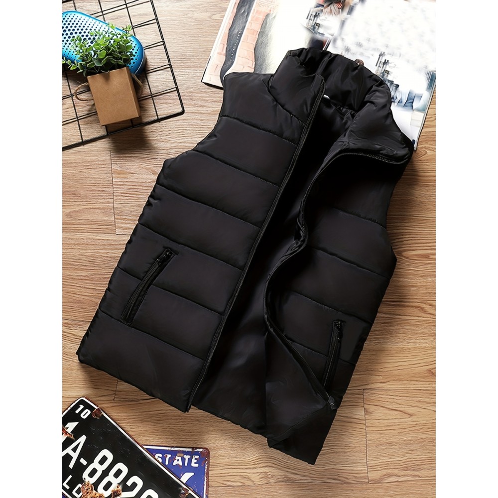 Men's Winter Vest, Lightweight Padding Puffer Vest, Sleeveless Coat Warm Zip Up Quilted Gilet Jacket Men's Winter Vest, Lightweight Padding Puffer Vest, Sleeveless Coat Warm Zip Up Quilted Gilet Jacket