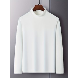 Solid Men's Slim Mock Neck Long Sleeve Active T-shirt Tee, Casual Comfy Shirts For Winter Fall, Men's Clothing Tops Solid Men's Slim Mock Neck Long Sleeve Active T-shirt Tee, Casual Comfy Shirts For Winter Fall, Men's Clothing Tops