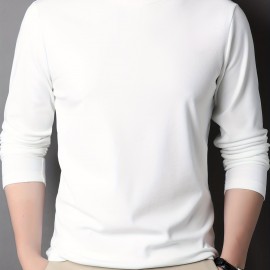Solid Men's Slim Mock Neck Long Sleeve Active T-shirt Tee, Casual Comfy Shirts For Winter Fall, Men's Clothing Tops Solid Men's Slim Mock Neck Long Sleeve Active T-shirt Tee, Casual Comfy Shirts For Winter Fall, Men's Clothing Tops
