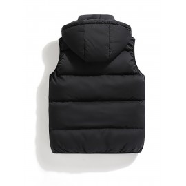 Men's solid Hooded Puffer Vest for autumn and winter Men's solid Hooded Puffer Vest for autumn and winter
