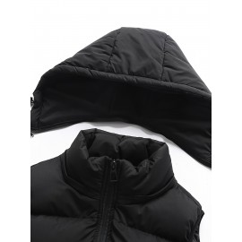 Men's solid Hooded Puffer Vest for autumn and winter Men's solid Hooded Puffer Vest for autumn and winter