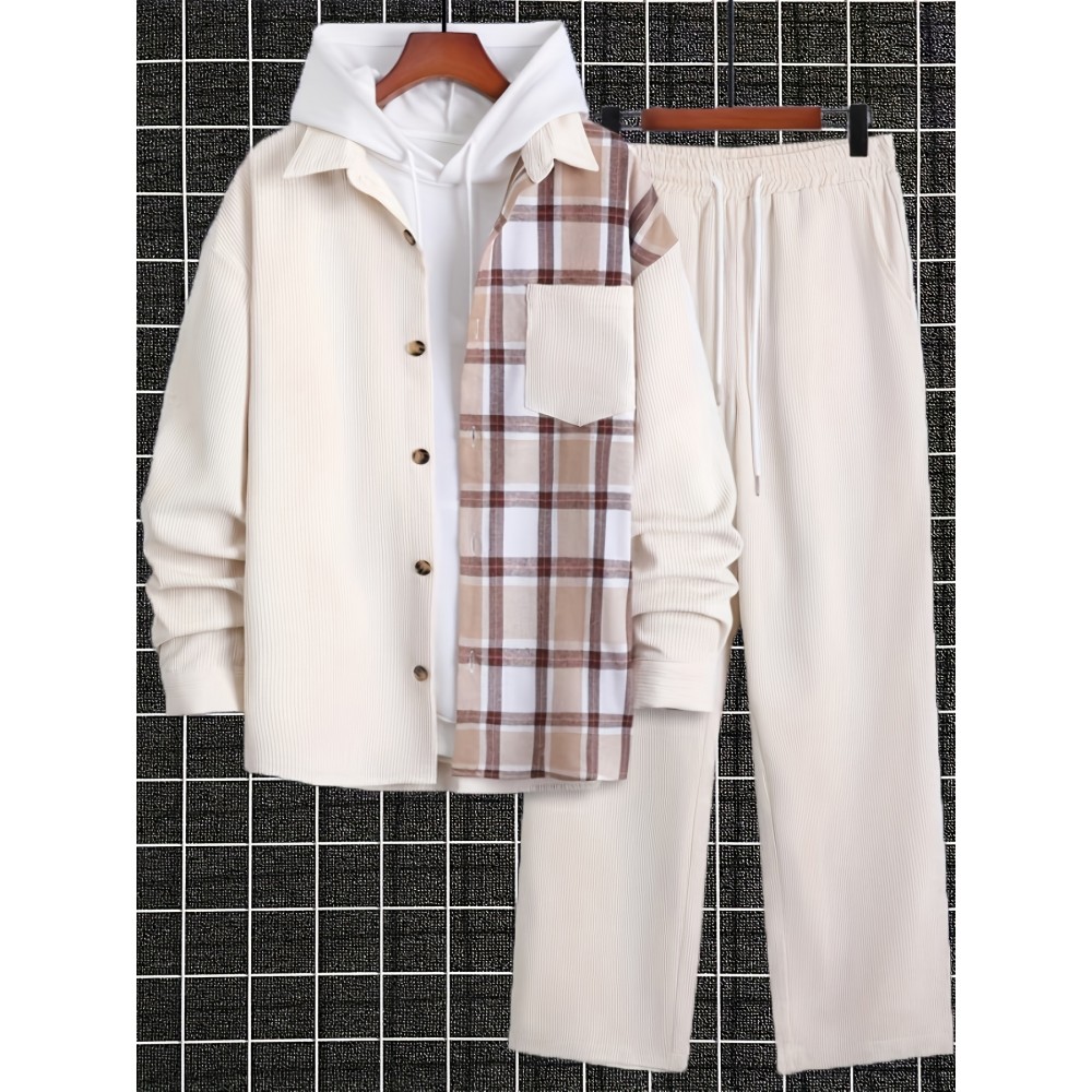 Contrasting Checkered Men's Shirt Top Turn-Down Collar Long Sleeve Closure Male Casual Shirt For Men Daily Vacation Streetwear Contrasting Checkered Men's Shirt Top Turn-Down Collar Long Sleeve Closure Male Casual Shirt For Men Daily Vacation Streetwear