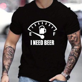 'I Need Beer' Pattern Print Men's Comfy T-shirt, Graphic Tee Men's Summer Outdoor Clothes, Men's Clothing, Tops For Men 'I Need Beer' Pattern Print Men's Comfy T-shirt, Graphic Tee Men's Summer Outdoor Clothes, Men's Clothing, Tops For Men