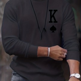 Letter K Print Long Sleeve Sports Shirt, Men's Casual Crew Neck Sport T-shirt Letter K Print Long Sleeve Sports Shirt, Men's Casual Crew Neck Sport T-shirt