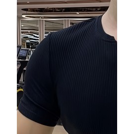 Men's Stylish Solid Shirt, Casual Breathable V Neck Short Sleeve Tee Top For City Walk Street Hanging Outdoor Activities Men's Stylish Solid Shirt, Casual Breathable V Neck Short Sleeve Tee Top For City Walk Street Hanging Outdoor Activities