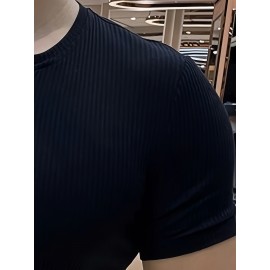Men's Stylish Solid Shirt, Casual Breathable V Neck Short Sleeve Tee Top For City Walk Street Hanging Outdoor Activities Men's Stylish Solid Shirt, Casual Breathable V Neck Short Sleeve Tee Top For City Walk Street Hanging Outdoor Activities