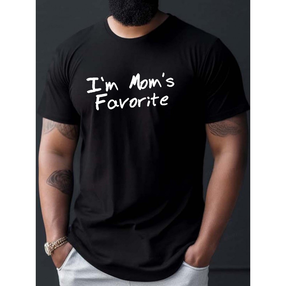 Mom's Favorite Print T Shirt, Tees For Men, Casual Short Sleeve T-shirt For Summer Mom's Favorite Print T Shirt, Tees For Men, Casual Short Sleeve T-shirt For Summer