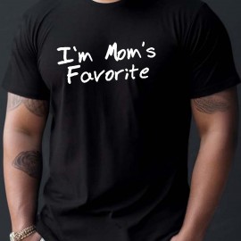 Mom's Favorite Print T Shirt, Tees For Men, Casual Short Sleeve T-shirt For Summer Mom's Favorite Print T Shirt, Tees For Men, Casual Short Sleeve T-shirt For Summer