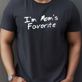 Mom's Favorite Print T Shirt, Tees For Men, Casual Short Sleeve T-shirt For Summer Mom's Favorite Print T Shirt, Tees For Men, Casual Short Sleeve T-shirt For Summer