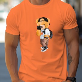 Cool Dressing Down Teddy Bear Print T Shirt, Tees For Men, Casual Short Sleeve Tshirt For Summer Spring Fall, Tops As Gifts Cool Dressing Down Teddy Bear Print T Shirt, Tees For Men, Casual Short Sleeve Tshirt For Summer Spring Fall, Tops As Gifts