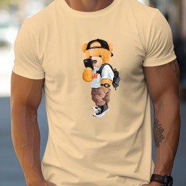 Cool Dressing Down Teddy Bear Print T Shirt, Tees For Men, Casual Short Sleeve Tshirt For Summer Spring Fall, Tops As Gifts Cool Dressing Down Teddy Bear Print T Shirt, Tees For Men, Casual Short Sleeve Tshirt For Summer Spring Fall, Tops As Gifts