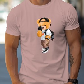 Cool Dressing Down Teddy Bear Print T Shirt, Tees For Men, Casual Short Sleeve Tshirt For Summer Spring Fall, Tops As Gifts Cool Dressing Down Teddy Bear Print T Shirt, Tees For Men, Casual Short Sleeve Tshirt For Summer Spring Fall, Tops As Gifts