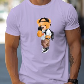 Cool Dressing Down Teddy Bear Print T Shirt, Tees For Men, Casual Short Sleeve Tshirt For Summer Spring Fall, Tops As Gifts Cool Dressing Down Teddy Bear Print T Shirt, Tees For Men, Casual Short Sleeve Tshirt For Summer Spring Fall, Tops As Gifts