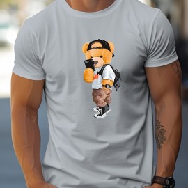 Cool Dressing Down Teddy Bear Print T Shirt, Tees For Men, Casual Short Sleeve Tshirt For Summer Spring Fall, Tops As Gifts Cool Dressing Down Teddy Bear Print T Shirt, Tees For Men, Casual Short Sleeve Tshirt For Summer Spring Fall, Tops As Gifts