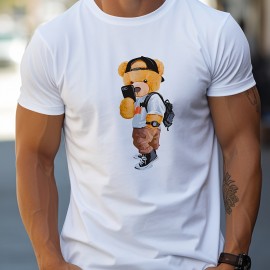Cool Dressing Down Teddy Bear Print T Shirt, Tees For Men, Casual Short Sleeve Tshirt For Summer Spring Fall, Tops As Gifts Cool Dressing Down Teddy Bear Print T Shirt, Tees For Men, Casual Short Sleeve Tshirt For Summer Spring Fall, Tops As Gifts