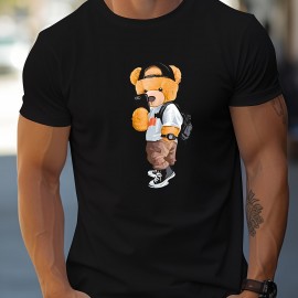 Cool Dressing Down Teddy Bear Print T Shirt, Tees For Men, Casual Short Sleeve Tshirt For Summer Spring Fall, Tops As Gifts Cool Dressing Down Teddy Bear Print T Shirt, Tees For Men, Casual Short Sleeve Tshirt For Summer Spring Fall, Tops As Gifts