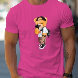 Cool Dressing Down Teddy Bear Print T Shirt, Tees For Men, Casual Short Sleeve Tshirt For Summer Spring Fall, Tops As Gifts Cool Dressing Down Teddy Bear Print T Shirt, Tees For Men, Casual Short Sleeve Tshirt For Summer Spring Fall, Tops As Gifts