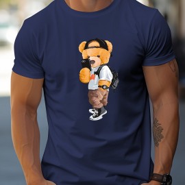 Cool Dressing Down Teddy Bear Print T Shirt, Tees For Men, Casual Short Sleeve Tshirt For Summer Spring Fall, Tops As Gifts Cool Dressing Down Teddy Bear Print T Shirt, Tees For Men, Casual Short Sleeve Tshirt For Summer Spring Fall, Tops As Gifts