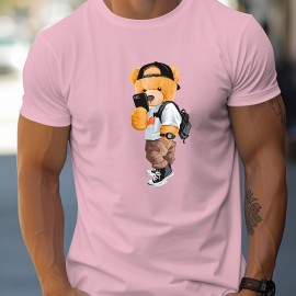 Cool Dressing Down Teddy Bear Print T Shirt, Tees For Men, Casual Short Sleeve Tshirt For Summer Spring Fall, Tops As Gifts Cool Dressing Down Teddy Bear Print T Shirt, Tees For Men, Casual Short Sleeve Tshirt For Summer Spring Fall, Tops As Gifts