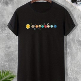 Men's Cartoon Polyester Astronaut And Planet Print Tee Best Sellers Men's Cartoon Polyester Astronaut And Planet Print Tee Best Sellers