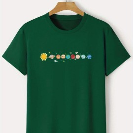 Men's Cartoon Polyester Astronaut And Planet Print Tee Best Sellers Men's Cartoon Polyester Astronaut And Planet Print Tee Best Sellers