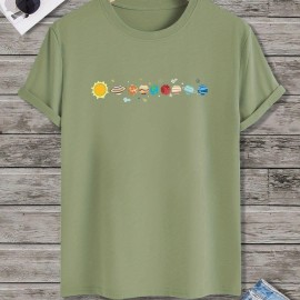 Men's Cartoon Polyester Astronaut And Planet Print Tee Best Sellers Men's Cartoon Polyester Astronaut And Planet Print Tee Best Sellers