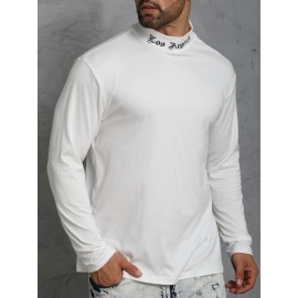 LOS ANGELES Print Men's Casual Turtleneck Long Sleeve Fit Slim T-shirt, Spring Fall LOS ANGELES Print Men's Casual Turtleneck Long Sleeve Fit Slim T-shirt, Spring Fall
