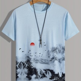 Men's Landscape Print T-Shirt - Casual and Comfortable Summer Tee Men's Landscape Print T-Shirt - Casual and Comfortable Summer Tee